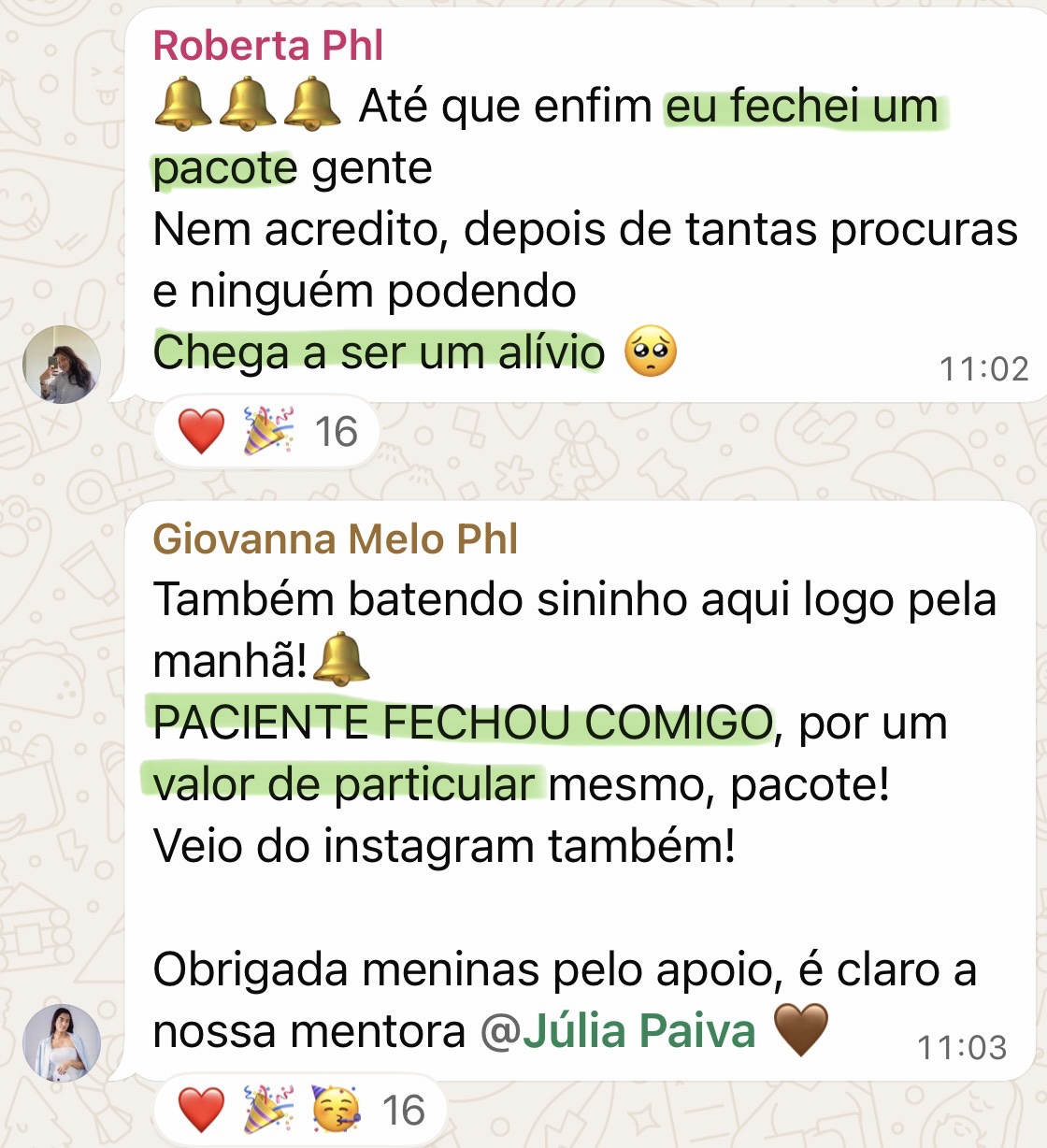 Depoimento de aluna
