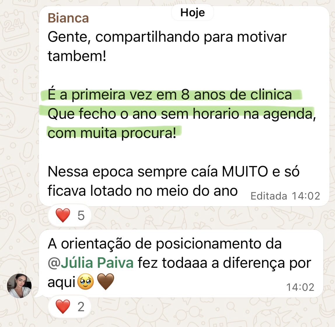 Depoimento de aluna